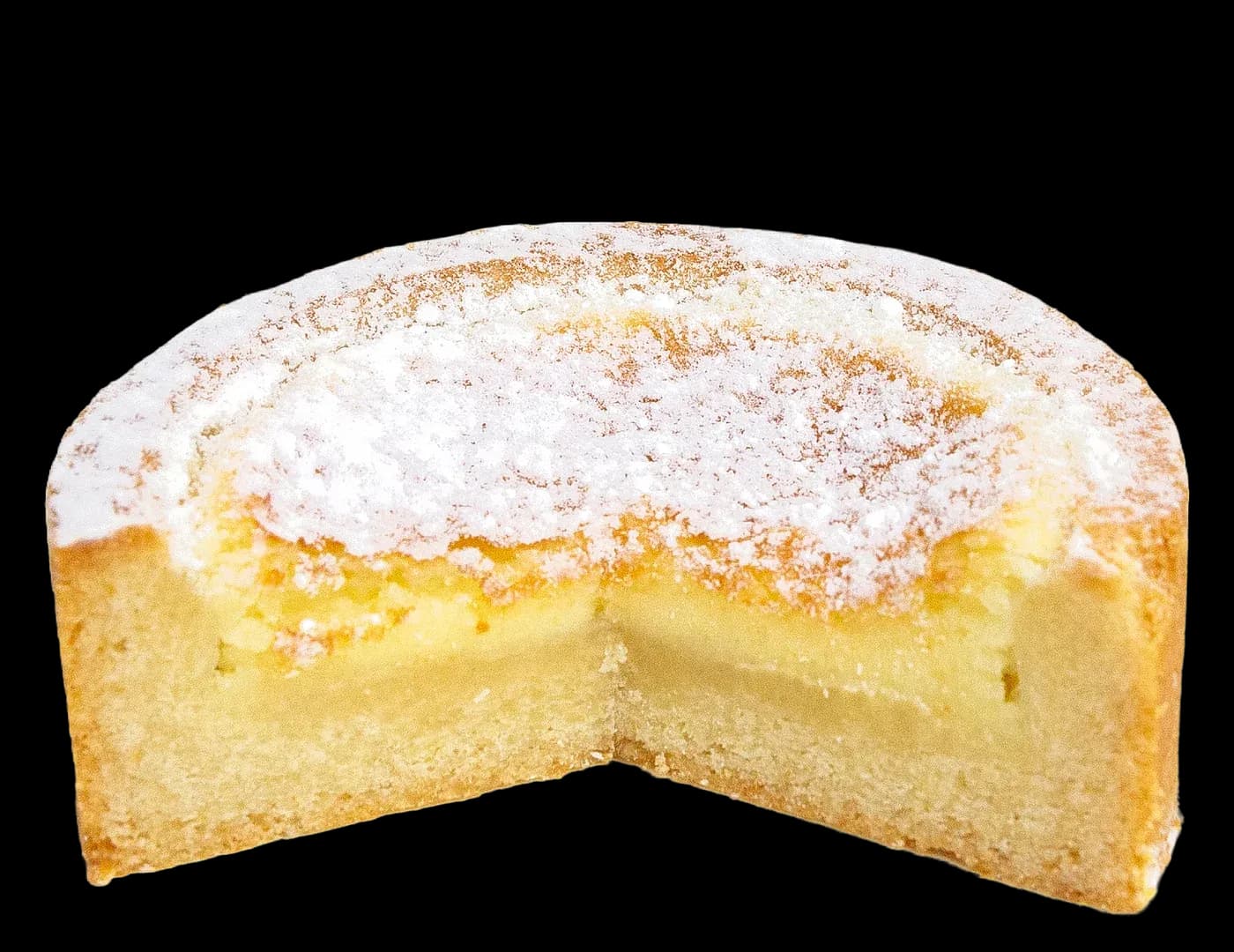 The Buttercake cut open to reveal its creamy, oozing center