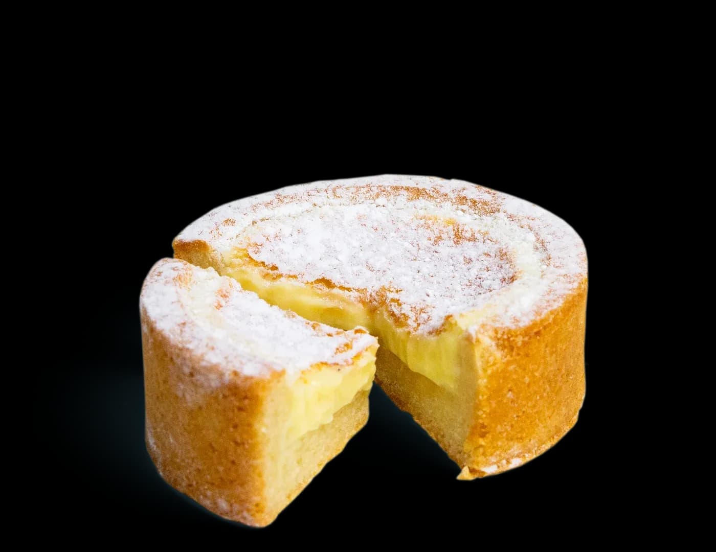 The Buttercake with a wedge pulled out, ready to serve