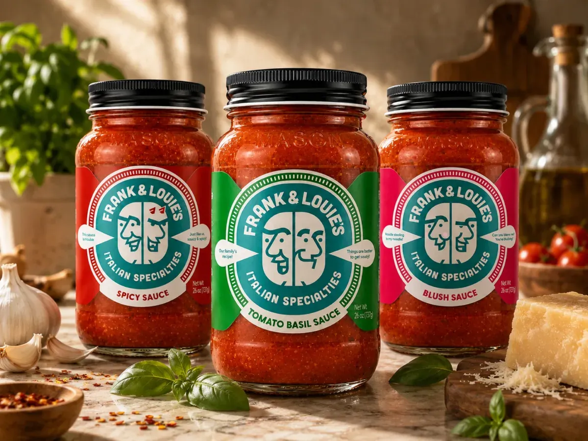 Frank & Louie's pasta sauces in the kitchen